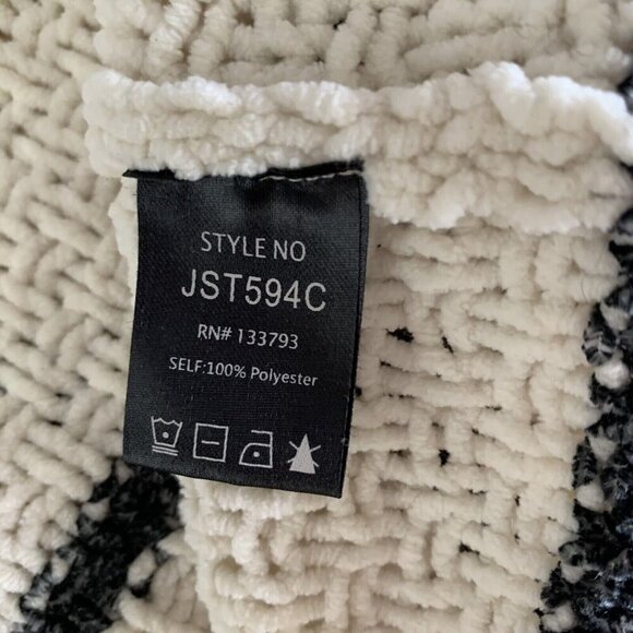 POL Women's Sweater Large Blue Ivory Striped Slouchy Knit Pullover - Picture 5 of 5